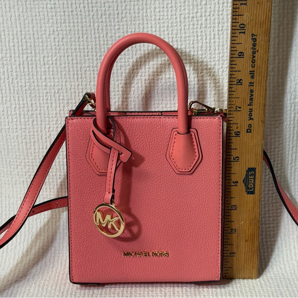 Michael Kors Mercer XS Extra Small Phone Crossbody Bag Leather Sherbert Pink - Picture 7 of 7